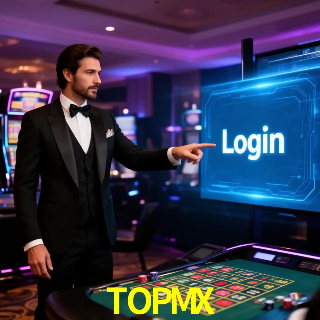 TOPMX Login - OTP, cuenta y soporte Pantalla TOPMX Login con OTP, contraseña, cuenta segura y soporte móvil